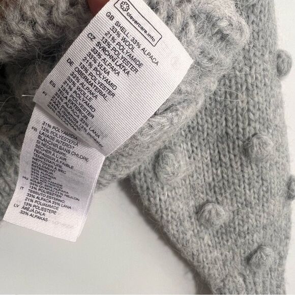 & Other Stories Sweater Women’s XS alpaca Wool Gray Pom Pom Fuzzy Pullover - Picture 4 of 7